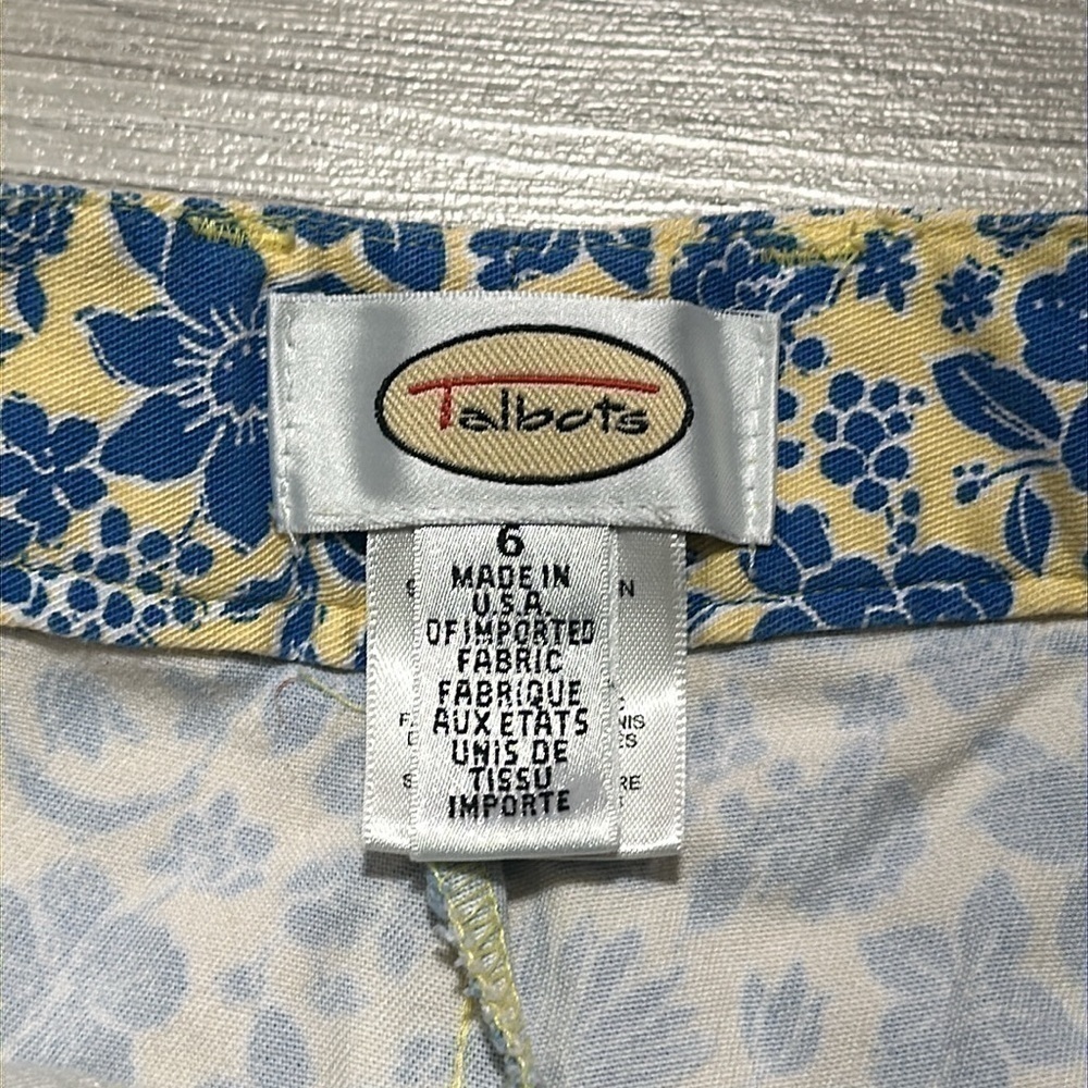 TALBOTS Women’s Yellow/Blue Floral Shorts Size 6 NC0045 - Picture 5 of 6